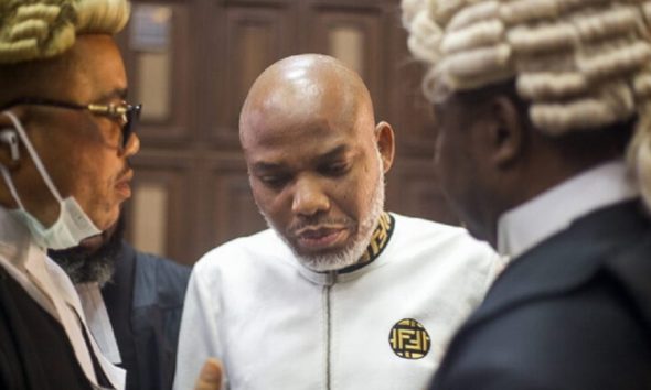 Proceedings in the terrorism trial of the leader of the Indigenous People of Biafra, Nnamdi Kanu, took a dramatic turn on Monday, as the trial judge resorted to begging the defendant “in the name of God Almighty to consult properly,” before proceeding to defend himself.