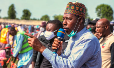 Governor Babagana Zulum of Borno has alleged that more than 95% of the youths who participated in the violent protests in Maiduguri