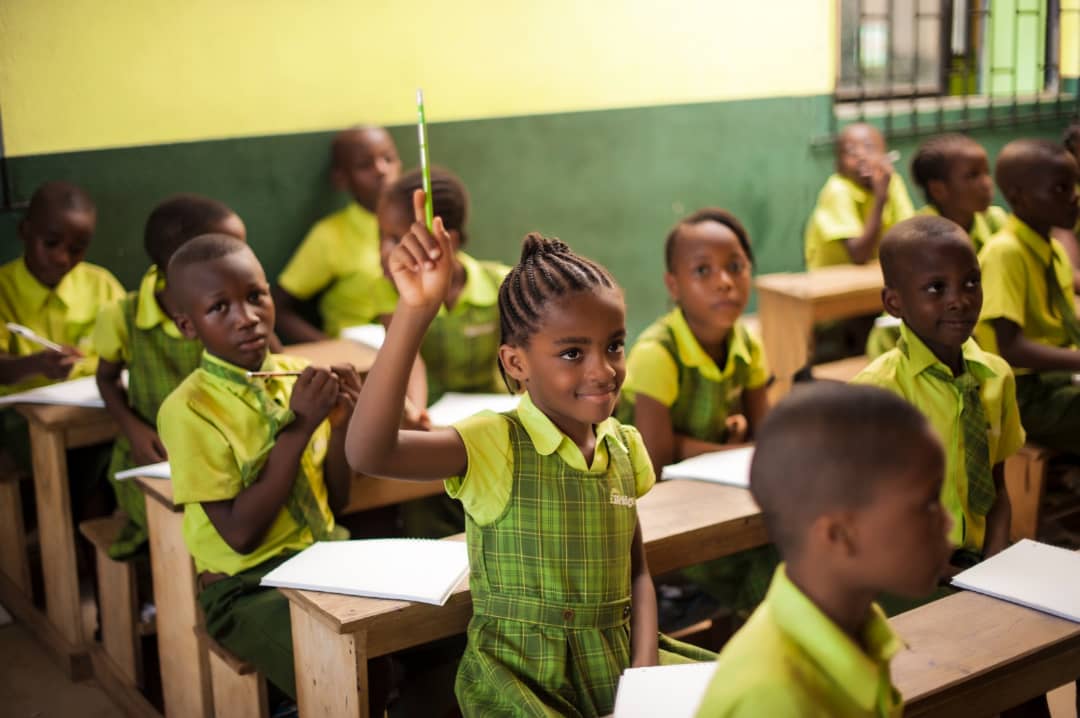 Pupil at Bridge International Academies engaging with lessons.