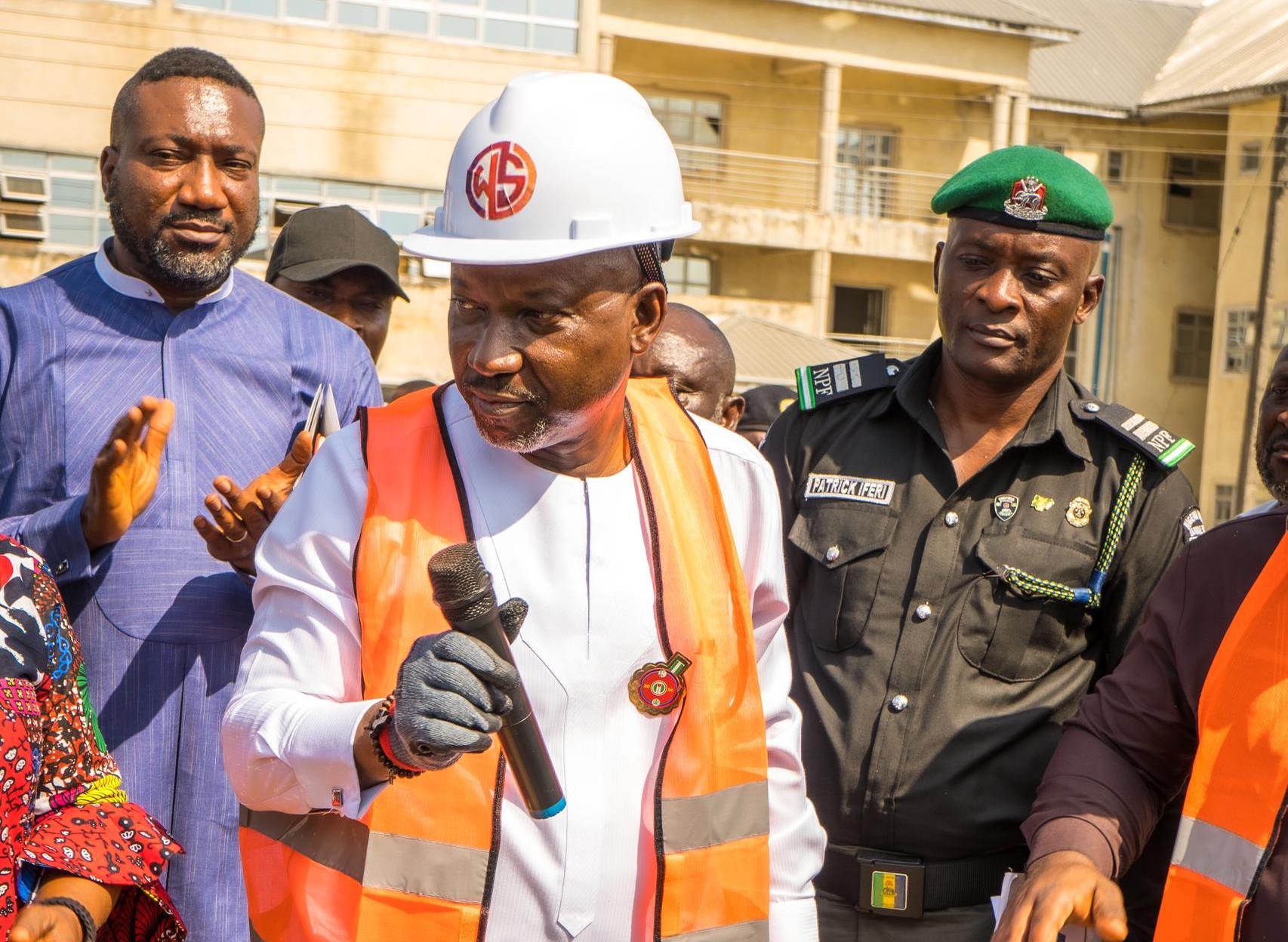 Minister of State Petroleum Resources (Gas), Rt. Hon. Ekperikpe Ekpo at the groundbreaking ceremony of a new accident and emergency unit of the University of Uyo Teaching Hospital, Akwa Ibom State in Uyo, yesterday.
