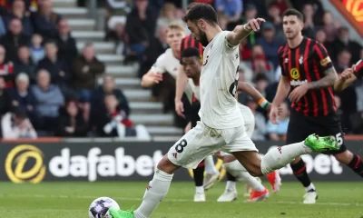 Fernandes scores twice in Man Utd 2-2 draw at Bournermouth