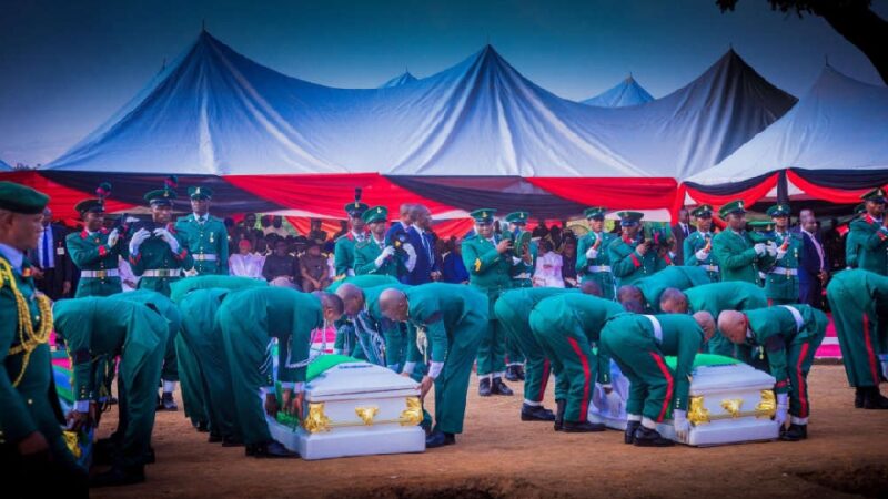 Members of the Military Board of Inquiry constituted by the Defence Headquarters (DHQ) to investigate the 17 soldiers killed in