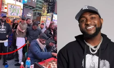 Afrobeats singer, David Adeleke, also known as Davido, has showed up at the New York’s Times Square, to support Nigerian chess Master