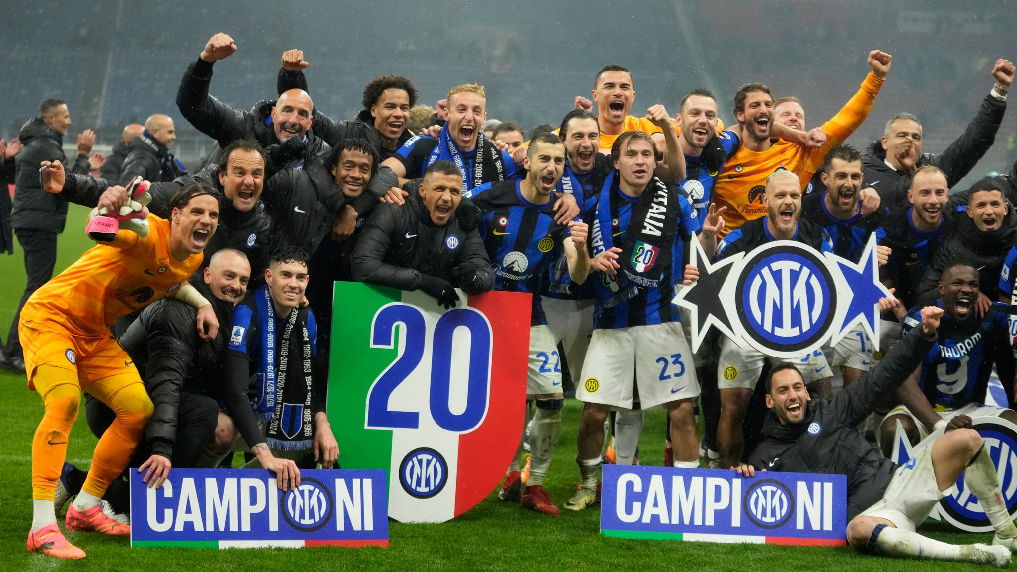 Inter Milan beat city rivals AC Milan 2-1 on Monday to clinch the Serie A title, the 20th time the club has lifted the trophy in its history.