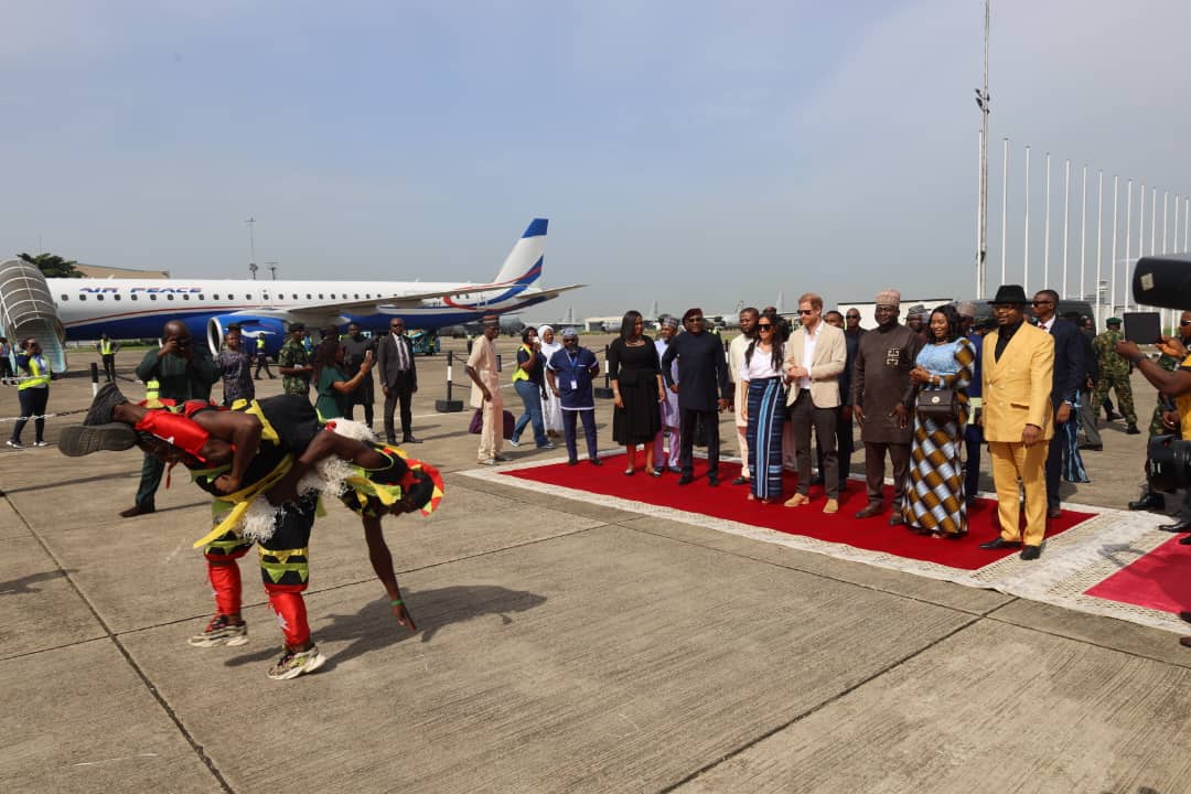 The Duke and Duchess of Sussex, Prince Harry and Meghan, flew Air Peace from Abuja to Lagos on May 12, 2024, as part of the royal couple's