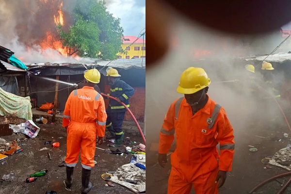 BREAKING: Fire guts wooden market in Tejuosho