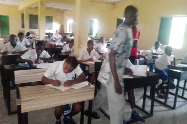 Students of Akpugo High School, Akpugo, in Enugu, writing the WAEC exam on Thursday