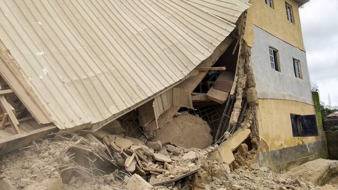 It is not immediately clear what caused the collapse but residents said it came after three days of heavy rains.