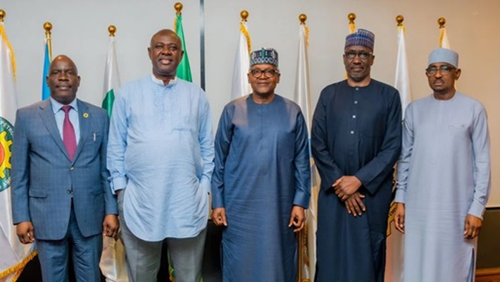 Gbenga Komolafe, Heineken Lokpobiri, d Aliko Dangote ,Mele Kyari and Farouk Ahmed