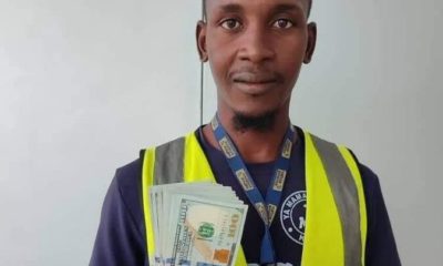 An airport employee, Auwal Ahmed Dankode, discovered approximately $10,000 (around N16 million) while cleaning a plane in Kano and