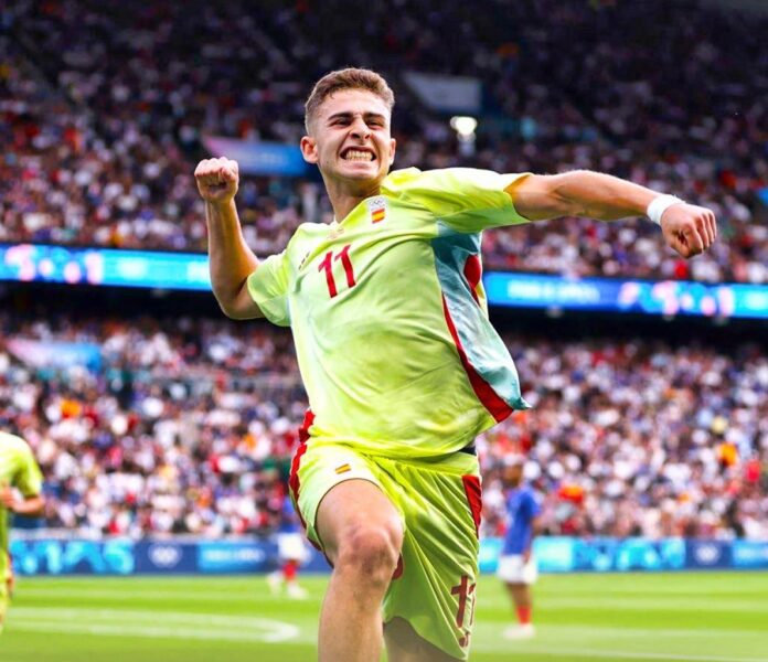 Spain claimed Olympic men’s football gold on Friday after beating hosts France 5-3 in extra time with Sergio Camello scoring a decisive