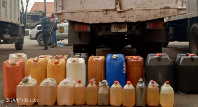 Lagos State Taskforce apprehended six suspects involved in petrol black marketers