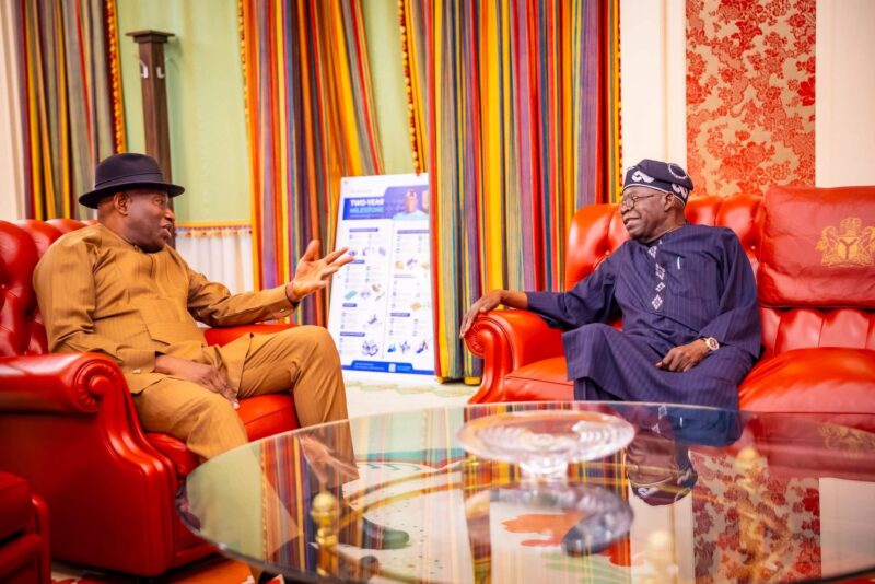 Jonathan Visits Tinubu at Presidential Villa (PHOTOS)