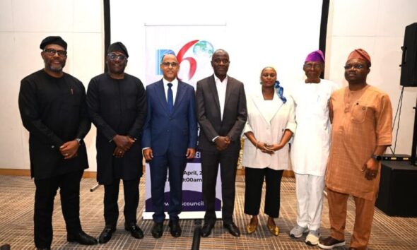L-R: Tony Emoekpere, Council Member, National Internet Protocol Version 6 (IPv6); Engr. Abraham Oshadami, Executive Commissioner Technical Services, Nigerian Communications Commission, NCC; Mr. Muhammed Rudman, National President, IPv6 Council; Dr. Aminu Maida, Executive Vice Chairman/CEO,NCC; Barr. Rimini Makama, Executive Commissioner Stakeholder Management, NCC; Dr. Chris Uwaje, National Vice President, IPv6 Council; Mr. Adesola Akinsanya, President, National Internet Registration Association, NIRA/ Council Member, during the Inauguration of the National Internet Protocol Version 6, (IPv6) Council Members, at the Marriott Hotel, Ikeja, Lagos State on the 23rd April 2026.