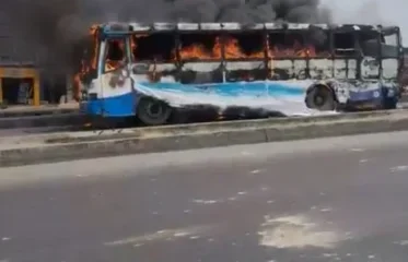 Mob Sets BRT Bus Ablaze After It Crushes Motorcyclist