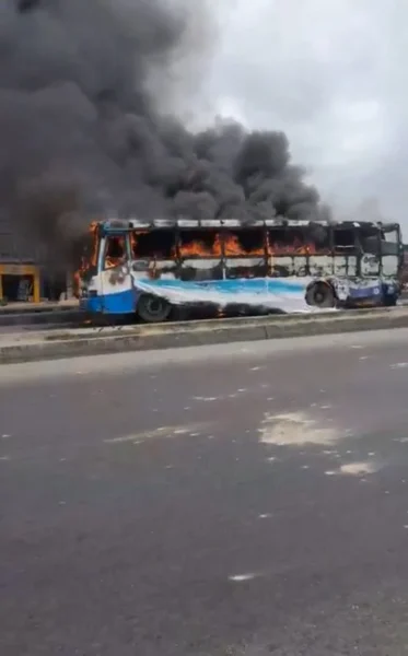 Mob Sets BRT Bus Ablaze After It Crushes Motorcyclist